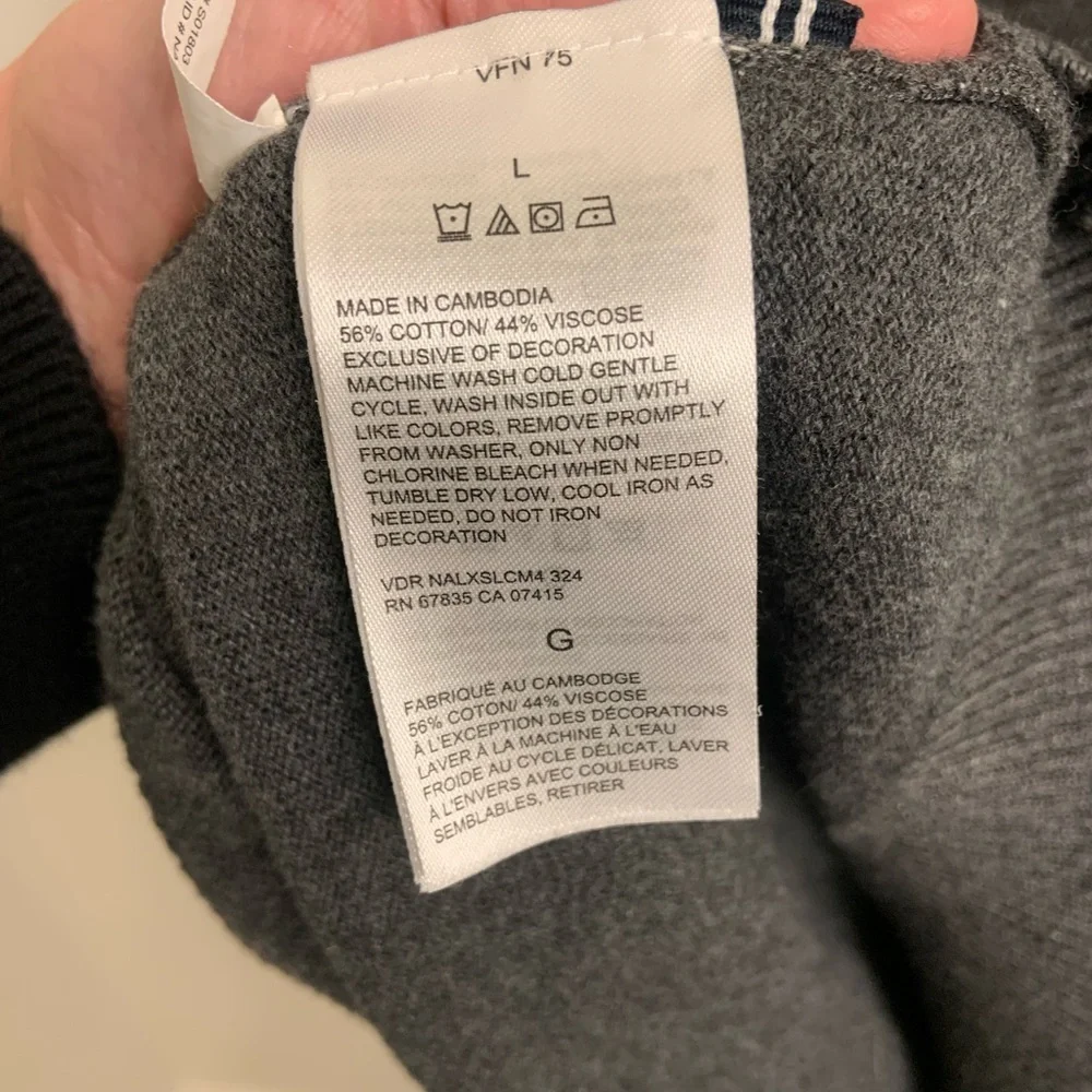 Nautica Gray Quarter Zip Sweater Pullover Ribbed Collar Cotton Blend Men’s Large - Picture 8 of 8